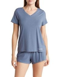 Calvin Klein - V-Neck T-Shirt & Shorts 2-Piece Pajama Set - Lyst