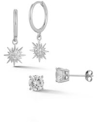 Glaze Jewelry - Set Of 2 Cubic Zirconia Sun Drop Huggie Hoop & Stud Earrings - Lyst