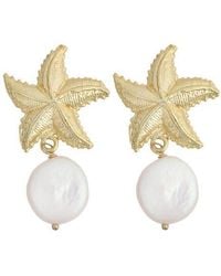 Panacea - Starfish & Genuine Pearl Drop Earrings - Lyst
