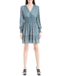 Max Studio - Long Sleeve Smocked Fit & Flare Dress - Lyst