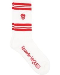 McQueen - Stripe Skull Logo Crew Socks - Lyst