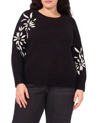 Halogen® - Embroidered Floral Sweater - Lyst