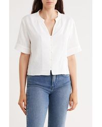 Halogen® - Short Sleeve Crop Button-Up Top - Lyst