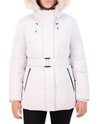 Cole Haan - Water Resistant Belted Stretch Twill Jacket With Bib - Lyst