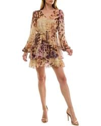 Socialite - Long Sleeve Ruffle Tiered Minidress - Lyst