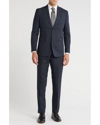 English Laundry - Plaid Trim Fit Peak Lapel Wool Blend Two-Piece Suit - Lyst