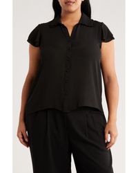 Tahari - Tiered Flutter Sleeve Button-Up Shirt - Lyst