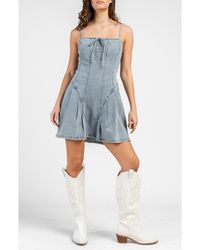 Beivy - Pleated Tie Front Denim Dress - Lyst