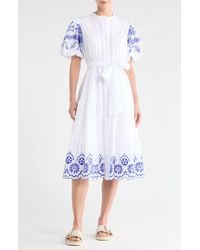 Love By Design Southampton Embroidered Maxi Shirtdress in Natural | Lyst