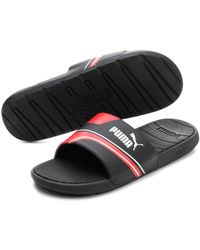 puma navy blue flip flops