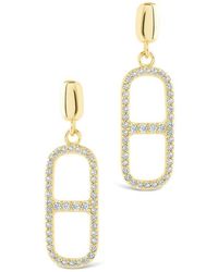 Sterling Forever - Sable Cubic Zirconia Anchor Link Drop Earrings - Lyst