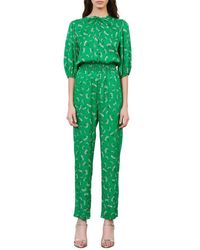 Maje - Floral Elbow-Sleeve Woven Jumpsuit - Lyst