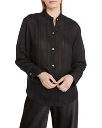 Vince - Drapey Stripe Band Collar Button-Up Shirt - Lyst