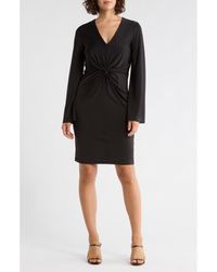 DKNY - Knotted Front Long Sleeve Dress - Lyst