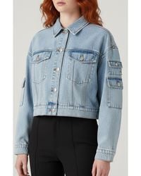 Bebe - The Cargo Crop Denim Jacket - Lyst