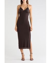 Madden Girl - Sequin And Beaded Halter Maxi Dress - Lyst