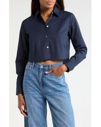 Theory - Crop Poplin Button-Up Shirt - Lyst