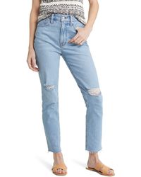 Madewell - The Perfect High Waist Rip Tapered Jeans - Lyst
