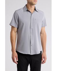DKNY - Lenox Short Sleeve Button-up Tech Shirt - Lyst