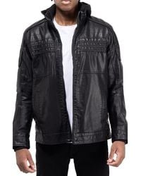Xray Jeans - Faux Leather Hooded Moto Jacket With Faux Fur Lining - Lyst