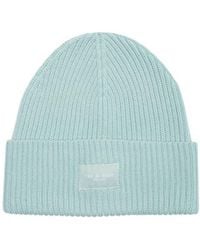 Rag & Bone - Blake Logo Patch Wool Blend Rib Beanie - Lyst