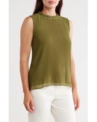 Calvin Klein - Pleat Mock Neck Sleeveless Top - Lyst