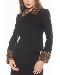 Alexia Admor - Fran Faux Fur Trim Twill Jacket - Lyst
