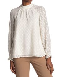 DR2 by Daniel Rainn - Daniel Rainn Long Sleeve Swiss Dot Blouse - Lyst