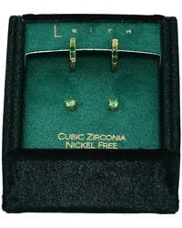 Leith - Set Of 2 Cubic Zirconia Stud & Huggie Hoop Earrings - Lyst