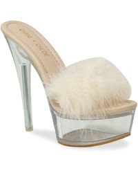 In Touch Footwear Chase & Chloe Serenity Faux Fur Stiletto Mule Sandal In Nude At Nordstrom Rack - Natural