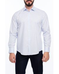 VELLAPAIS - Check Cotton Slim Fit Button Down Shirt - Lyst