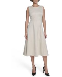 Calvin Klein - Faux Suede Midi A-Line Dress - Lyst