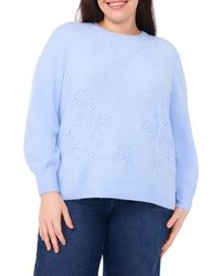 Cece - Embroidered Floral Sweater - Lyst