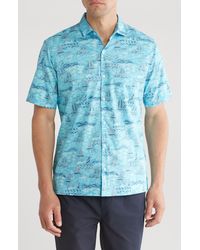 Tori Richard - Fish N Sea Print Cotton Short Sleeve Button-up Shirt - Lyst