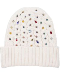 Saachi - Embellished Cable Knit Beanie - Lyst
