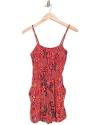 Angie Spaghetti Strap Floral Print Romper In Red At Nordstrom Rack