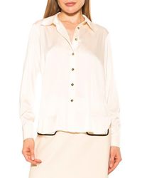 Alexia Admor - Rylin Silky Front Button Blouse - Lyst