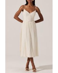 Astr - Textured V-Neck Midi Dress - Lyst