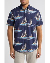 Brooks Brothers - Regular Fit Sailboat Print Short Sleeve Button-up Shirt - Lyst