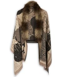 Saachi - Faux Fur Trim Reversible Scarf - Lyst