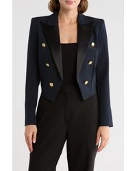 L'Agence - Lila Peak Lapel Boxy Crop Blazer - Lyst