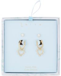 Leith - Assorted 2-Pack Cubic Zirconia & Open Heart Drop Earrings - Lyst