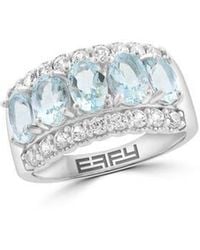 Effy - Sterling Aquamarine & Zircon Ring - Lyst