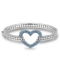 Samuel B. - Sterling Silver Heart Pavé Bangle - Lyst