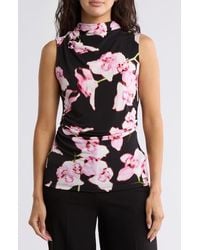 Calvin Klein - Mock Neck Sleeveless Draped Top - Lyst