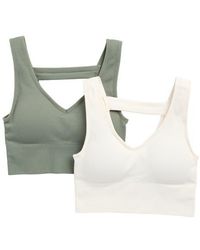 90 Degrees - Bianca 2-Pack V-Neck Rib Seamless Bralettes - Lyst