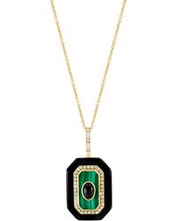 Effy - Onyx Malachite & Diamond Pendant Necklace - Lyst
