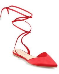 Journee Collection - Lace-Up Pointed-Toe Flat - Lyst