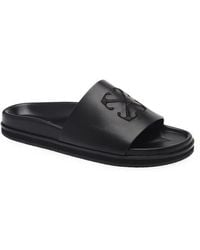 ＊OFF WHITE＊ Cloud Arrow Leather Slides Off-White Women's Cloud Arrow Sliders in Black Off-White