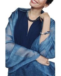 Saachi - Crystal Embellished Silk Wool Scarf - Lyst
